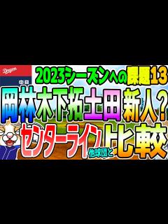 [画像][x]【中日ドラゴンズ】岡林？・木下拓？・土田？・新人？センターラインは他球団はしっかりしてる？5年ぶんくらいを比較【ライブ】 - YouTube 余白なし