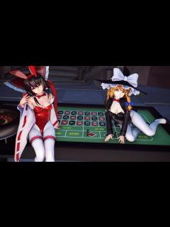 [画像][x][VR180]途中までバニーな霊夢と魔理沙でロキ[東方MMD] - YouTube 余白なし