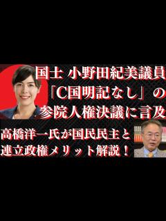 [画像][x]高橋洋一氏が国民民主との連立政権メリット解説！参院人権決議が採択…「C国明記なし」に国士 小野田紀美議員も言及… #860（12/5月② ... 余白なし