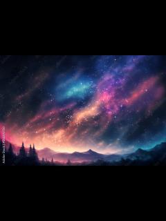 [画像][x]Galaxy landscape background. Night sky with stars wallpaper. Generative ... 余白なし