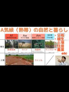 [画像][x]3-7. A気候（熱帯）の自然と暮らし（熱帯雨林、サバナ、ラトソル、焼畑農業など） | 3. 世界の気候 - YouTube 余白なし