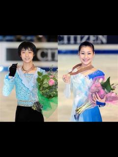 [画像][x]羽生結弦＆村上佳菜子がすれ違いざまにタッチ！！ - YouTube 余白なし