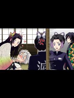 [画像][x]しのぶの任務出張中に実弥とカナエがいちゃついていたらタイミング悪くしのぶが帰宅w 胡蝶しのぶ「あら二人共、キスする直前でしたか？💢 ... 余白なし