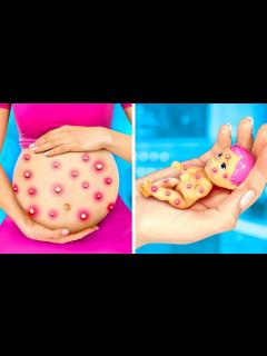 [画像][x]ヘルプ！バービーが再び妊娠！👶 *妊娠した人形のライフハックとクールなガジェット* - YouTube 余白なし