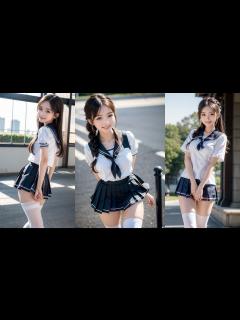 [画像][x]AIGravure AIグラビア / AI Stable diffusionで画像生成したセーラー服女子 - YouTube 余白なし