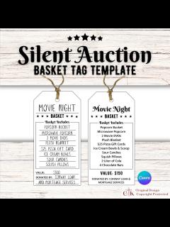 [画像][x]Silent Auction Basket Tags Editable | Silent Auction Sheet | Auction ... 余白なし