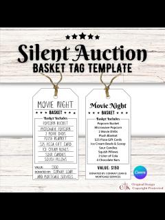 [画像][x]Silent Auction Basket Tags Editable | Silent Auction Sheet | Auction ... 余白なし
